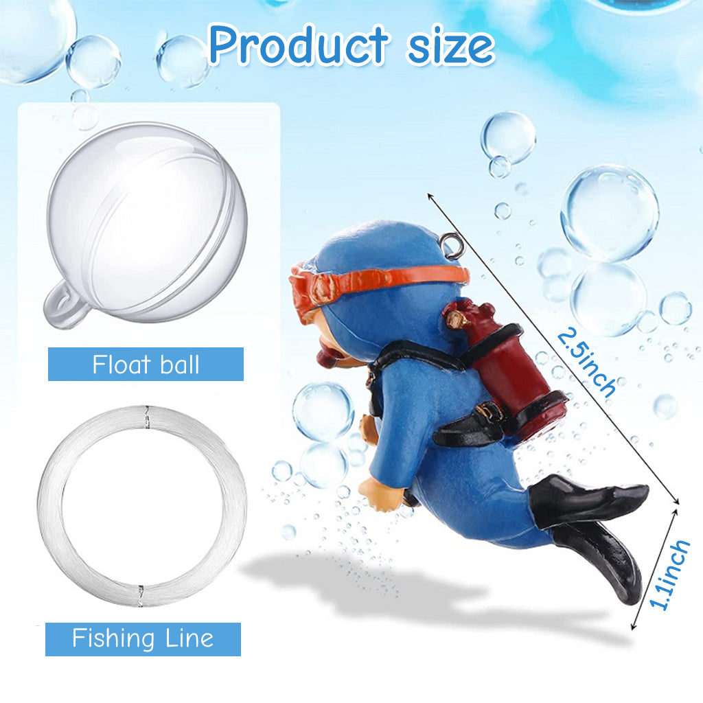 Qpets 2 Pcs Aquarium Floating Cartoon Diver Cute Resin Aquarium Decorative Items Fish Aquarium Decoration,7 * 3cm,Floating on Water Aquarium Decorative Items Ornament for Fish Aquarium