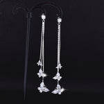 ZIBUYU 1 Pair Butterfly Dangle Earrings for Women and Girl Long Eardrops Studs Earrings Silver Pearl Tassel Earrings Birthday Anniversary Jewelry Gift for Women (Butterfly)