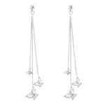 ZIBUYU 1 Pair Butterfly Dangle Earrings for Women and Girl Long Eardrops Studs Earrings Silver Pearl Tassel Earrings Birthday Anniversary Jewelry Gift for Women (Butterfly)