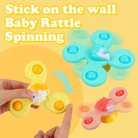 PATPAT  Set of 3 Sensory Learning Toys for Toddlers Baby 6 Months+ Suction Cup Toy,Baby Bathtub Bath Toys, Birthday Gifts for Boys and Girls Baby Distraction Toys