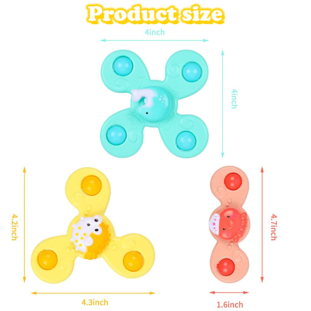 PATPAT Set of 3 Sensory Learning Toys for Toddlers Baby 6 Months+ Suction Cup Toy,Baby Bathtub Bath Toys, Birthday Gifts for Boys and Girls Baby Distraction Toys