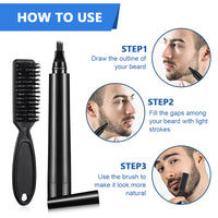 MAYCREATE Beard Pencil Filler For Men Barber Styling Pen with Bristle Beard Brush Waterproof, Sweat Proof Natural Shaping Up for Men Beard, Moustache & Eyebrows(Dark Brown)