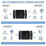 Verilux USB Switch,KVM Switch, Bi-Directional USB Switcher, 2 Port USB Sharing Switch,USB Peripheral Switcher Box Hub for 2 Computers Share Keyboard Mouse Scanner Printer (2 in 1 Out / 1 in 2 Out)