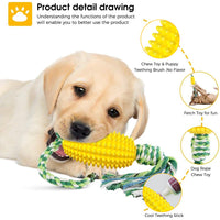 Qpets Puppy Chew Toys, TPR Corn Chew Toy for Dog Teething Chewing Toy with Cotton Ropes, Aggressive Chew Toys,Interactive Pet Toys Gift Toy for Dog Small Puppie