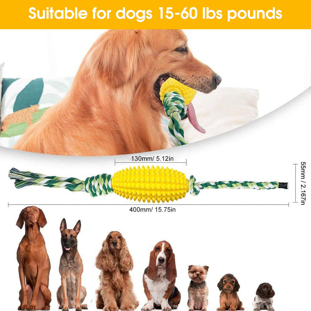 Qpets Puppy Chew Toys, TPR Corn Chew Toy for Dog Teething Chewing Toy with Cotton Ropes, Aggressive Chew Toys,Interactive Pet Toys Gift Toy for Dog Small Puppie