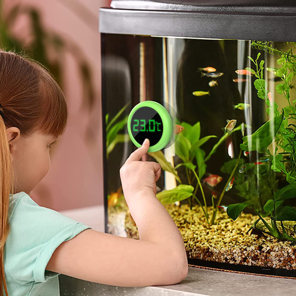 Qpets Wireless LED Aquarium Thermometer, Accurate Temperature Sensor Stick-on Thermometer for Aquariums, Real Time Temperature Sensing Aquarium Thermometer for Aquariums, Terrarium Amphibians