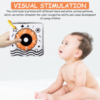 SNOWIE SOFT High Contrast Black and White Portable Baby Cloth Book Infant Tummy Time Toy Tear Resistance Hangable Cloth Book On Crib for Toddler Visual Development Toy for Toddler 0-12 Month