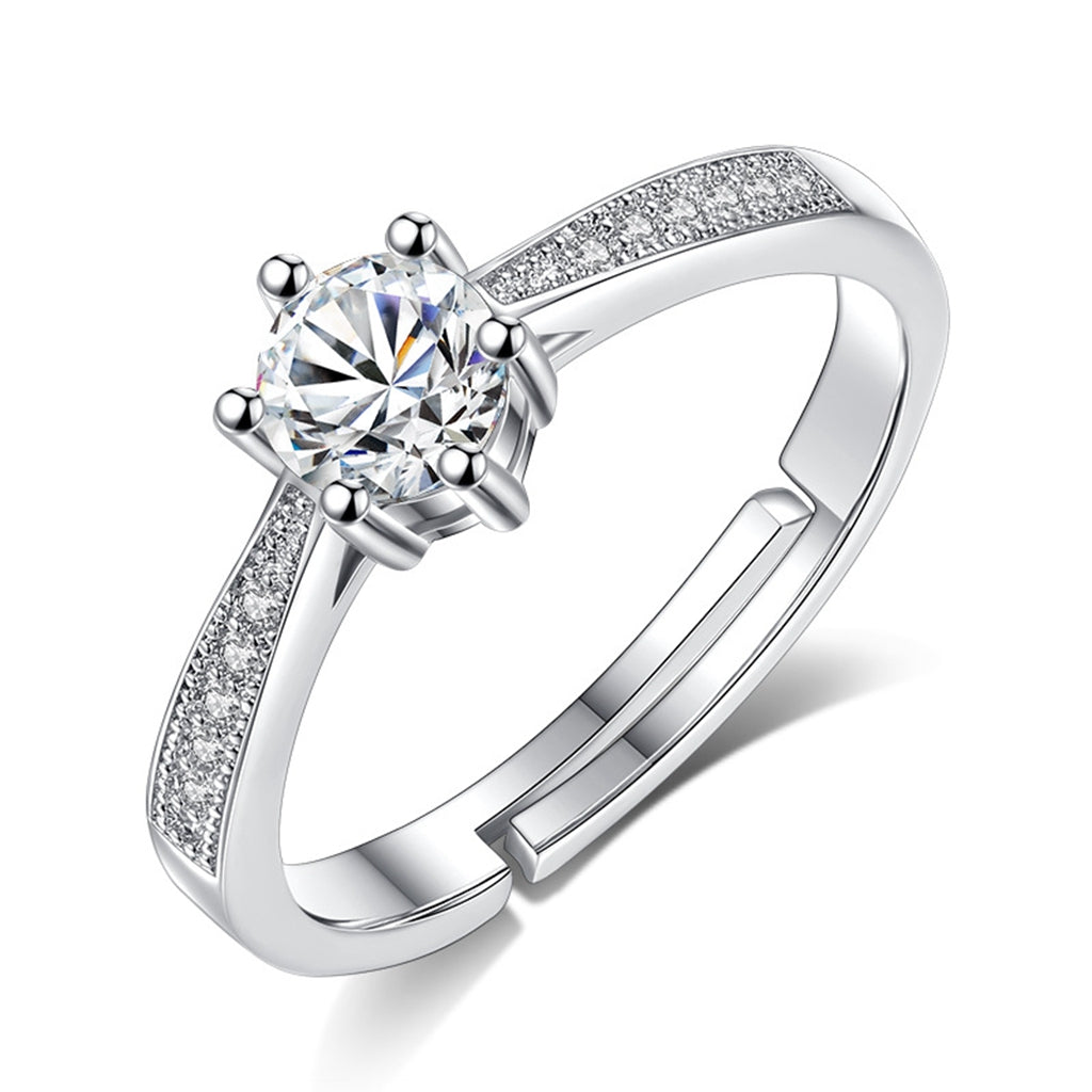 ZIBUYU Women Ring Diamond Rings Cubic Zirconia Diamond Ring for Women Adjustable Size Elegant Sliver-plating Ring Index Finger Ring Women Jewelry Gift Women Rings
