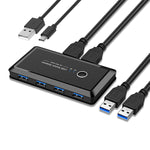 Verilux USB 3.0 KVM Switch Hub Adapter 2 Computers Sharing 4 USB Devices KVM Switch Hub Adapter for Keyboard Mouse Printer Scanner U-Disk, KVM Console Box Compatible with Mac/Windows/Linux