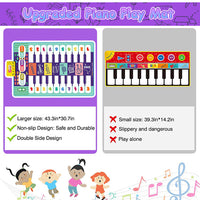 PATPAT  Musical Mat for Kids, 46.5  x 30.7  Dual-Row Keyboard Floor Piano Mat for Kids with Recording, 20 Keys & 8 Instrument, 10 Demos, Musical Mat Educational Toys Gifts for 1-6 Year Old Boys Girls