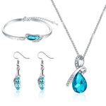 ZIBUYU Crystal Necklace Blue Glass Crystal Necklace Bracelet Earrings Set,Necklace for Women Jewelry Gift Sets for Women Birthday Gift for Women Wear Jewelry Set