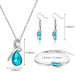 ZIBUYU Crystal Necklace Blue Glass Crystal Necklace Bracelet Earrings Set,Necklace for Women Jewelry Gift Sets for Women Birthday Gift for Women Wear Jewelry Set