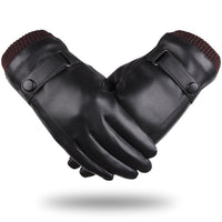 Proberos Winter Gloves for Men, PU Leather Fleece Warm Lining Gloves for Riding, Touch Screen Winter Gloves Fashion Winter Leather Gloves for Men Driving Gloves for Men (Black Style 1)