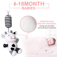 PATPAT Baby Toy Rattle Toy Cartoon Stuffed Plush Toy Hanging Rattle Toys, Baby Bed Crib Car Seat Travel Stroller Soft Plush Toys with Sound, Best Birthday Gift for Newborn 0-18 Month