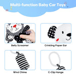 PATPAT Baby Toy Car Toy for Kids, Rattle Toy Stuffed Toy Hanging Rattle Toys, Crib Toy Car Seat Travel Stroller Soft Plush Toys with Sound, Best Birthday Gift for Newborn 0-18 Month