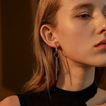 ZIBUYU Earrings for Men and Boys BTS Clip On Hoop Earrings for Women Stylish Titanium Steel Hoop Pendent Chain Earrings Hiphop Pendent Hoop Earrings Korean Hoop Earring 1 Pair