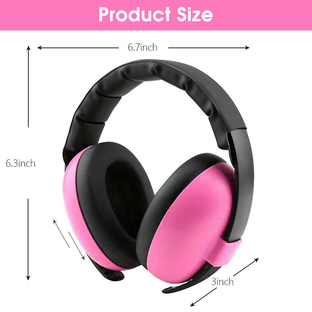 SNOWIE SOFT  Noise Cancellation Ear Muffs for Baby Use Noise-cancelling Ear Muffs for Baby Toddler Ear Muffs for Noise Reduction Baby Ear Muffs for 0-3 Years Old On Flight Sleep Travel (Pink)