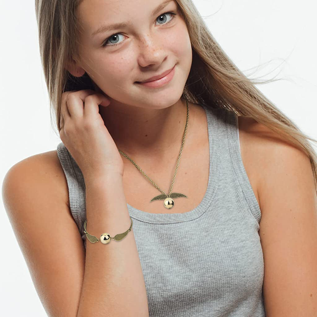 ZIBUYU Harry Potter Accessories for Girls Pendant & Bracelets Golden Snitch charm bracelets for teens girls Themed Friendship Necklace Jewelry Women Charm Bracelet for fans Merchandise Children's day