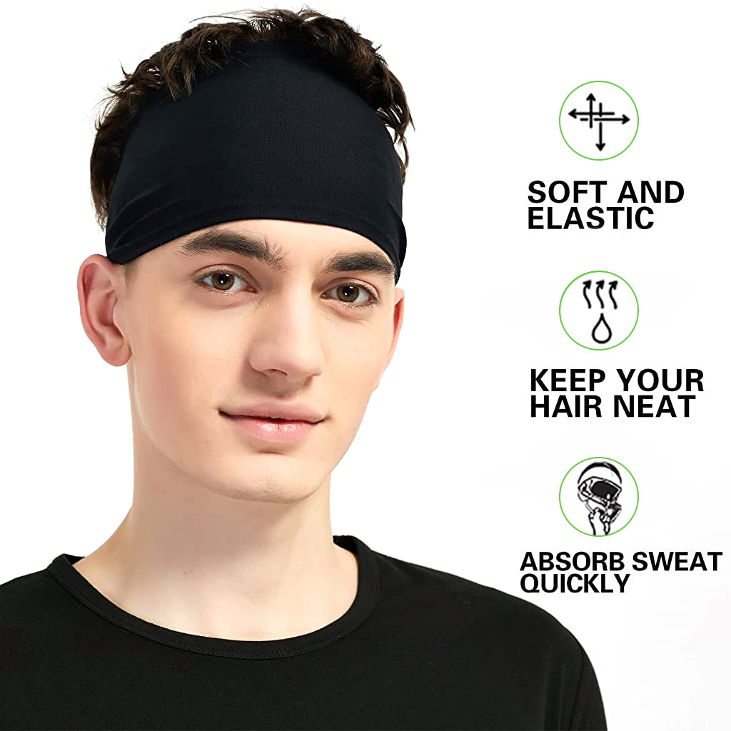 Proberos Head Band for Women Men, Premium Headband Sports Sweat Band, Elastic Non Slip Hair Band for Running Sports Travel Fitness Riding (Pack of 5)