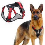 Qpets No Pull Dog Harness with Safety Reflective Strip Quick Release Buckle Adjustable Size Easy Control Handle for Small Medium Large Dog(Red,L, Recommended Weight: 14-22.5kg)