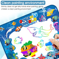 PATPAT  Kids Activity Toys for 3+ Years Water Doodle Mat 100*75CM Large Water Drawing Mat, Drawing Painting Board Stencils with Water Doodle Pens , Educational Toys Toddlers Gift