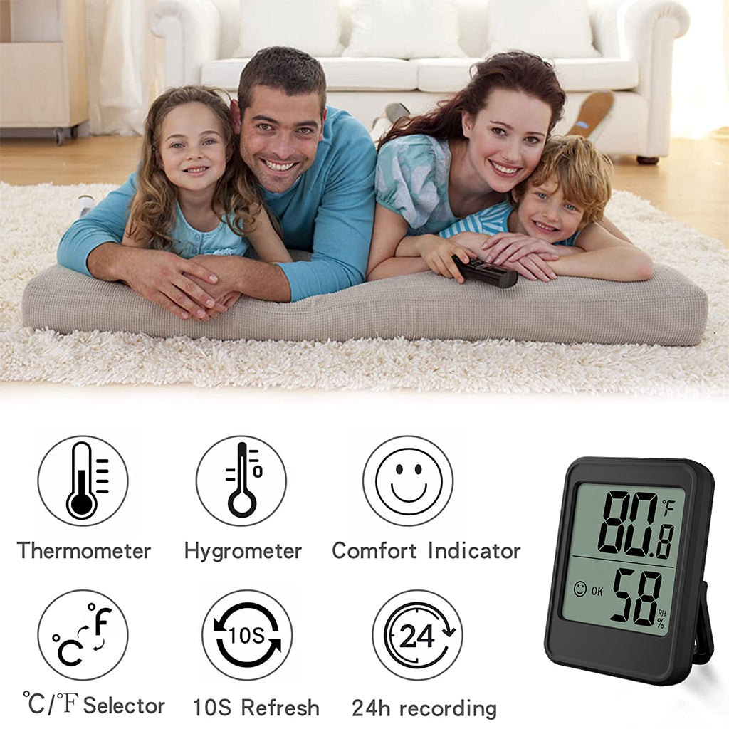 Supvox Thermometer and Hygrometer for Home, Office, Green House with Stand, Accurate Temperature Monitor Meter with Stand, LCD Digital Thermometer with Air Comfort Indicator