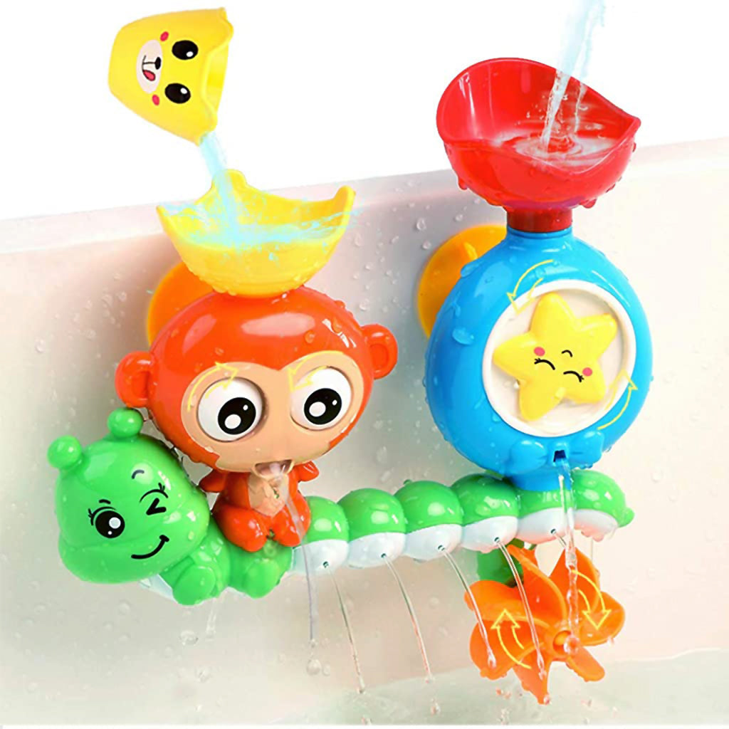 PATPAT  Baby Bath Toys, Fun Monkey Water Spray Toy Cartoon Bath Toy Sprinkler Toy Suction Cup Design Bathtub Toy Shower Toy for Baby Toddler Infant 0-3 Years Old Bathtime Gifts for Boys Girls