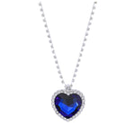 ZIBUYU Necklace for Women Sapphire Heart Pendant Neckalce Gem Necklace Heart of Ocean Necklace Cubic Zirconia Inlaid Necklace Accessory Necklace Jewelry Gift