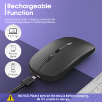 Verilux  Wireless Mouse Rechargeable, Upgraded Ultra Slim 2.4G Silent Cordless Mouse Computer Mice 1600 DPI with USB Receiver for Laptop PC Mac MacBook, Windows (Black+Battery Level Visible)