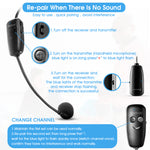 ZORBES  UHF Wireless Headset Mic, 160ft Wireless Microphone Headset UHF Wireless Head Mic with Receiver for Speakers of 3.5mm/6.35mm Jack, Amplifier PA System for Live Streamer, News Presenter, Speech