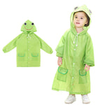 PALAY Raincoat for Kids Boys Girls with Hood, Polyester Rain Ponchos with Pockets and School Bag Coverage, Bright Color Raincoat for 3-7 Years Old Kids (green)