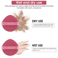 MAYCREATE 7Pcs Makeup Sponge Powder Puff Latex-free Makeup Puff Blender Sponge, Air Cushion Pads for Liquid Foundation, Cream, Powder, Concealer, Wet & Dry Dual Use(Pink)