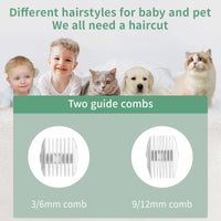 MAYCREATE Baby Hair Clipper Electric Silent Hair Trimmer for Toddler Kids Children USB Rechargeable Quiet Kid Hair Clipper IPX7 Waterproof Haircut Kit with 2 Guide Combs