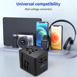 Verilux International Universal?Travel?Adapter, 3 USB & 1 USB C Ports Travel?Adaptor International All in One, Universal Charger Ac Plug Adaptor for USA EU UK AUS, Adapter?for Indian Pins for Travel