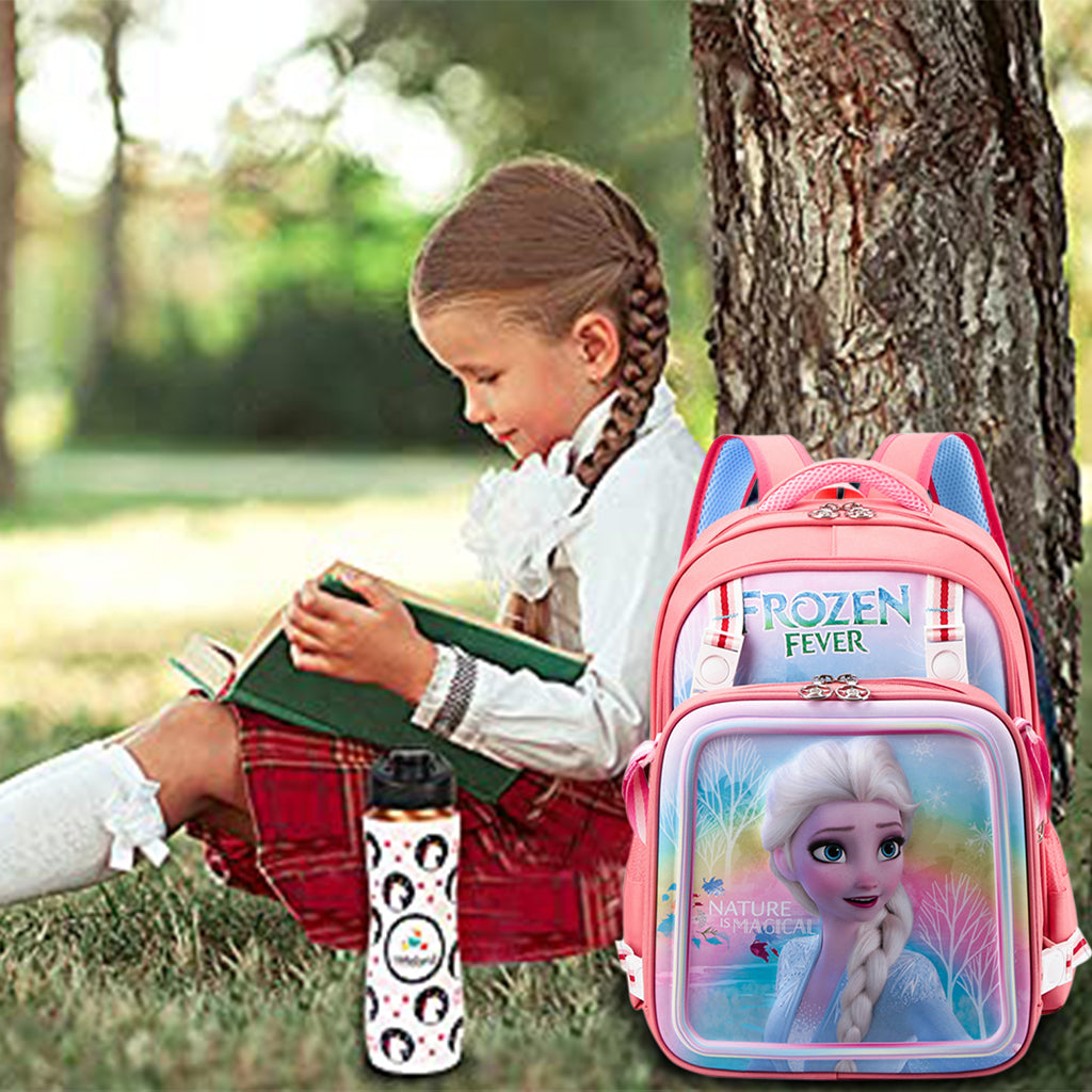 PALAY 2 in 1 Kids Bags For Girls Backpack Messenger Bag 16'' Girl School Backpack Princess Elsa Cartoon School Backpack for Girls Gift for Kids Primary Student