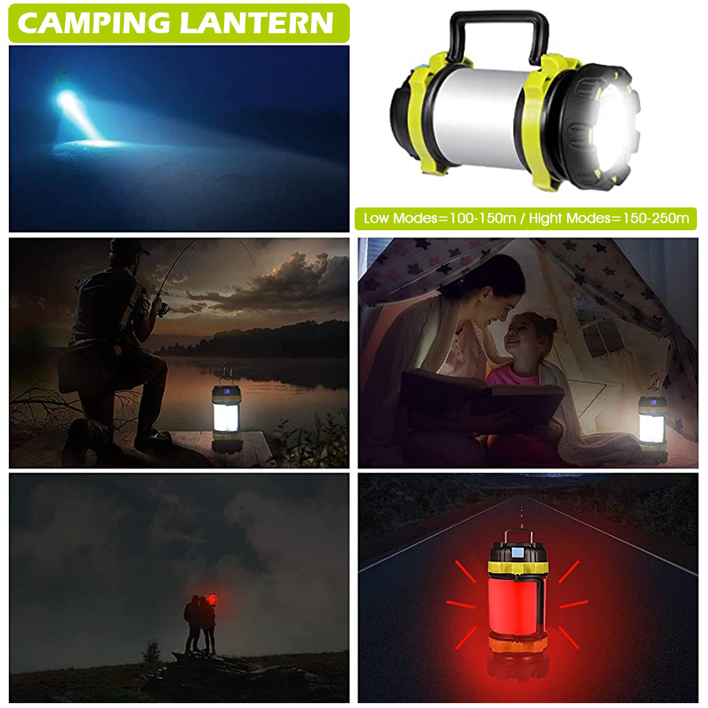 ELEPHANTBOAT Travel Torch Light, Dual Light LED Camp Light, 6 Lighting Modes, USB Reverse Charging Camp Light, Outdoor Camp Lantern with Red Warning Light, Emergency Flashlight, IPX4 Waterproof