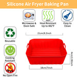 HASTHIP  Air Fryer Silicone Baking Tray, 8.2 Inch Non-Stick Silicone Air Fryer Liners for 4-7QT, Reusable Square Air Fryer Oven Pot with Anti-Scalding Handles, Food Safe Air Fryers Accessories (Red)