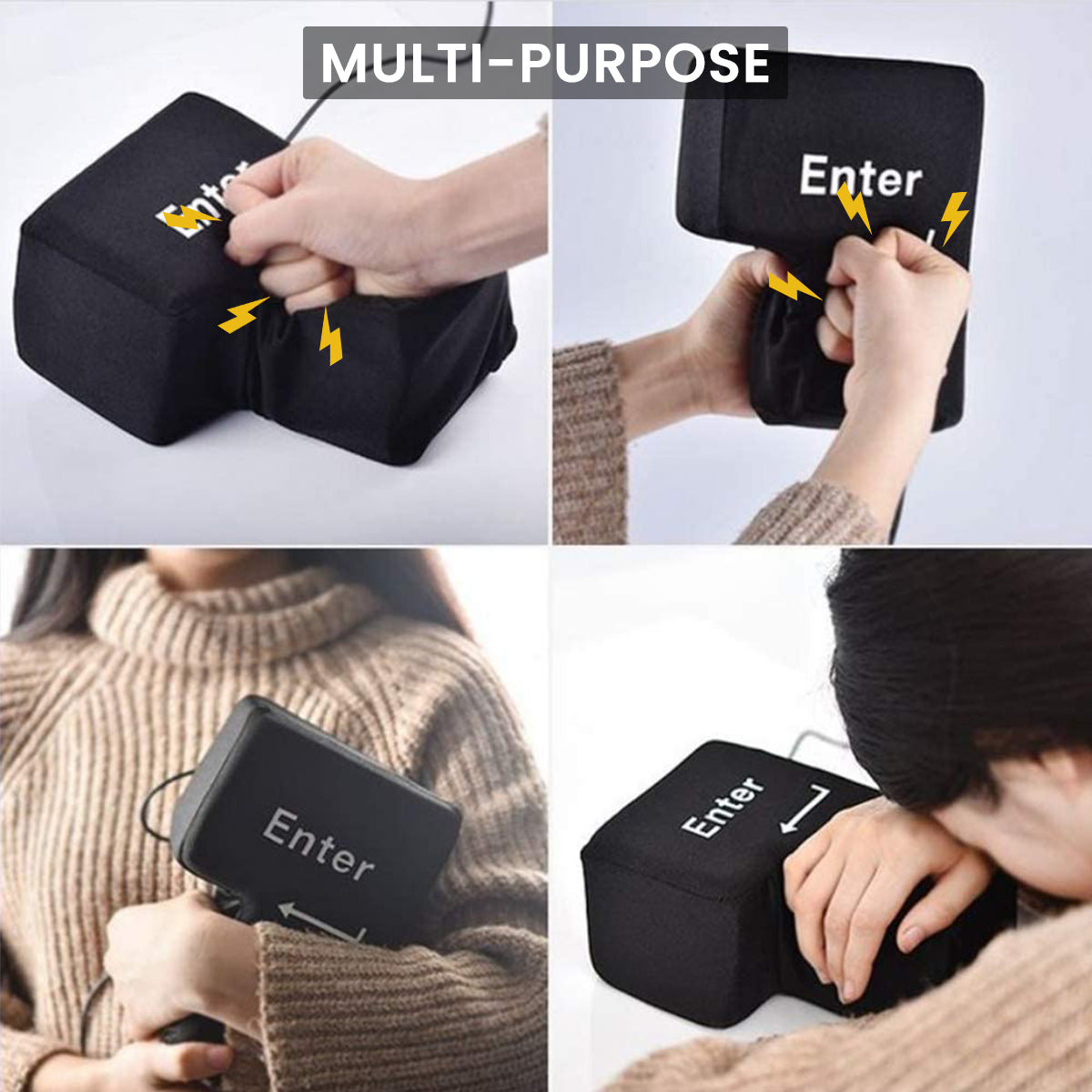 ZORBES Large USB Enter Key Fun Stress Relief Toy Cushion for Office Soft 'Enter' Key Plug and Play Practical Gift Stress Relief Toy