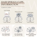 MAYCREATE 48 Pcs Spiral Hair Clips for Bridal Rhinestone Crystal Twisters Hair Pins Pearl Twist Coil Bride Hair Accessories for Wedding, Party, Prom, Dating, etc (Silver)