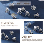 MAYCREATE 48 Pcs Spiral Hair Clips for Bridal Rhinestone Crystal Twisters Hair Pins Pearl Twist Coil Bride Hair Accessories for Wedding, Party, Prom, Dating, etc (Silver)