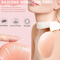 PALAY 2 Pairs Shoulder Pads for Women Clothing, Soft Silicone Anti-slip Shoulder Push-up Pads Reusable Invisible Adhesive Shoulder Enhancer Pads-White & Skin Color