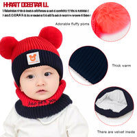 SNOWIE SOFT Winter Cap for Kids with Scarf, Warm Baby Knit Cap Scarf Set Infant Newborn Winter Pom Hat for Baby Girls Boys Under 3 Years Old