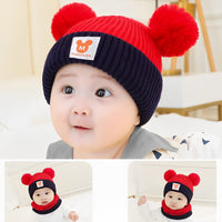 SNOWIE SOFT Winter Cap for Kids with Scarf, Warm Baby Knit Cap Scarf Set Infant Newborn Winter Pom Hat for Baby Girls Boys Under 3 Years Old