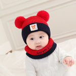 SNOWIE SOFT Winter Cap for Kids with Scarf, Warm Baby Knit Cap Scarf Set Infant Newborn Winter Pom Hat for Baby Girls Boys Under 3 Years Old