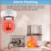 HASTHIP Smoke Detector with Alarm Fire-Retardant ABS Smoke Detector with 80db Alarm Sound Smart WiFi Smoke Alarm with Auto App Push Notification, Battery Powered for Home Office Bedroom