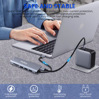 Verilux USB C Hub Multiport Adapter 7 in 1 Portable Aluminum Type C Hub with 4K@30Hz HDMI Output, 55W PD, 3 X USB 3.0 Ports, SD/Micro SD Card Reader Compatible for MacBook Pro/ Air M1, Type C Devices