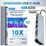 Verilux  USB C Hub, 6 in 1 Aluminum Multiport Adapter with 4K HDMI(30Hz), 87W&USB C Data Transfer, USB 3.0/2.0 Port, SD/Micro SD Card Reader, Type C Hub for MacBook Pro, MacBook Air, Type-C Devices