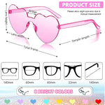PALAY 8 Colors Party Glasses Frameless Heart Shaped Glasses Party Glasses for Women, Kid Party Wear Glasses for Party Music Festival, Christmas, Birthday Party