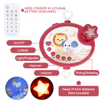 PATPAT  Crib Hanging Toy for Babies, Electric Rotation Crib Soothe Toy Multifunctional Crib Hanging Toy with Lullabies, Timing, Projection, Night Light, Crib Hanging Toy for Baby 3-6 Month (Red)