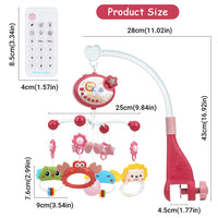 PATPAT  Crib Hanging Toy for Babies, Electric Rotation Crib Soothe Toy Multifunctional Crib Hanging Toy with Lullabies, Timing, Projection, Night Light, Crib Hanging Toy for Baby 3-6 Month (Red)